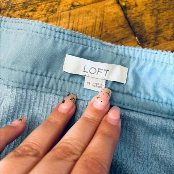 LOFT Blue A-Line Mini Skirt with Tie Front - Picture 6 of 8